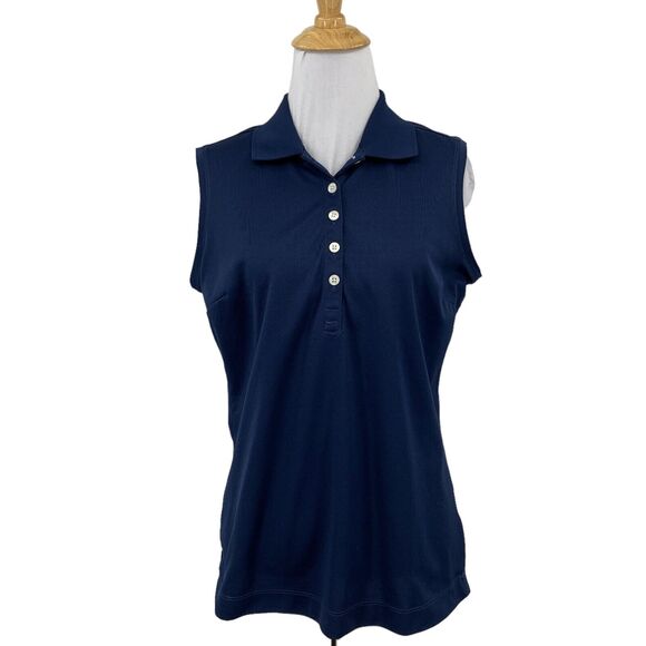 Nike Golf Shirt Women M Medium Dri Fit Sleeveless Performance 1/4 Button Polo - Picture 1 of 12